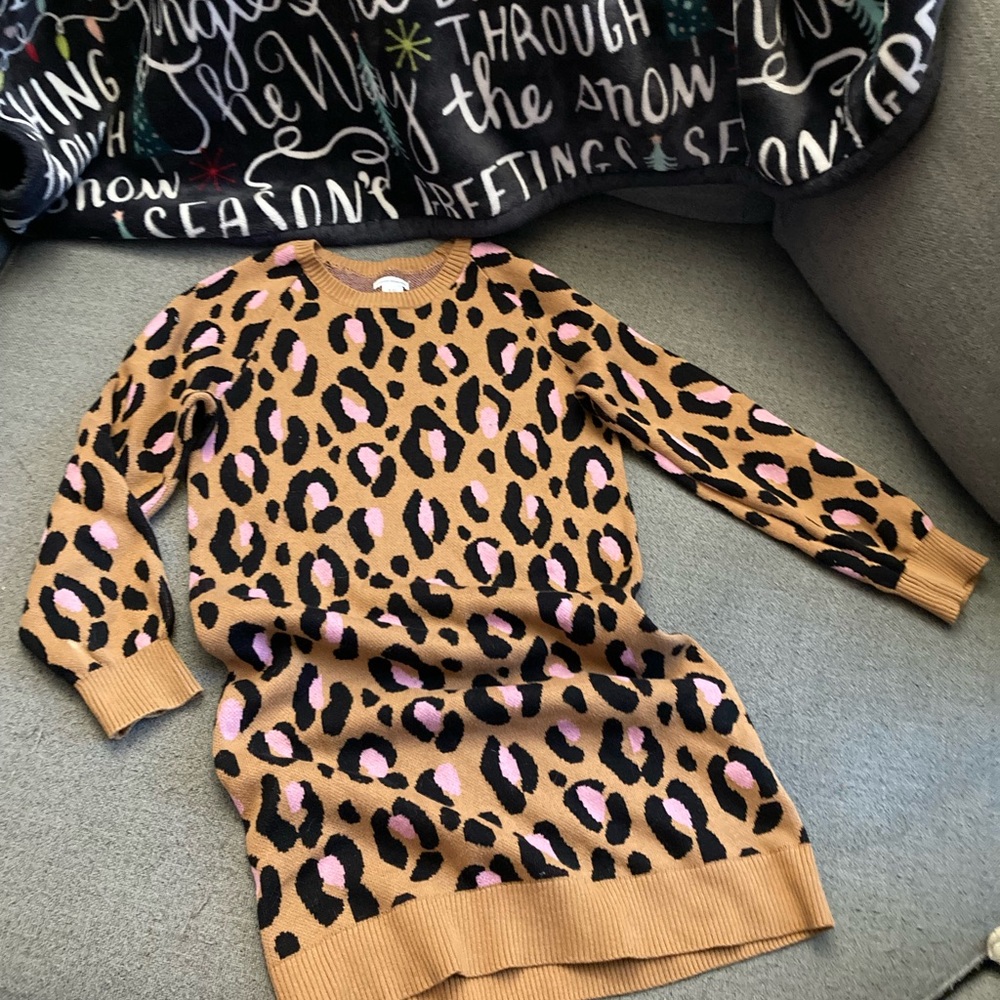 Leopard Print Sweater Dress